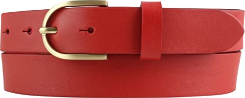 BELTINGER Damen-Gürtel aus Vollrindleder mit goldener Gürtelschnalle 3 cm | Leder-Gürtel für Damen 30mm | Chino-Gürtel | Rot 110cm von BELTINGER