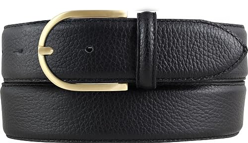 BELTINGER Damen-Gürtel aus gemasertem Leder mit Steppnaht 4 cm | Hochwertiger Ledergürtel mit Pigmentprägung 40mm Damen | Jeans-Gürtel mit goldener Gürtelschließe 4cm | Schwarz 105cm von BELTINGER