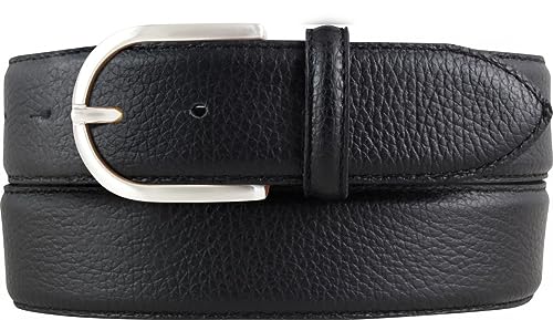 BELTINGER Damen-Gürtel aus gemasertem Leder mit Steppnaht 4 cm | Hochwertiger Ledergürtel mit Pigmentprägung 40mm Damen | Jeans-Gürtel mit runder Gürtelschließe4cm | Schwarz 100cm von BELTINGER