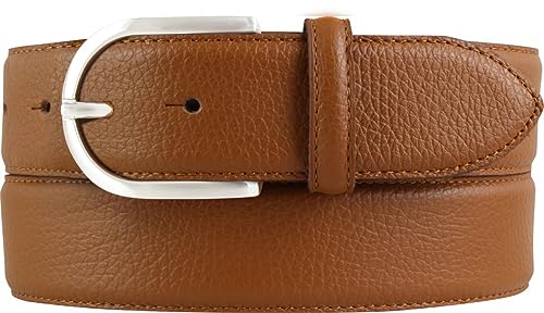 BELTINGER Damen-Gürtel aus gemasertem Leder mit Steppnaht 4 cm | Hochwertiger Ledergürtel mit Pigmentprägung 40mm Damen | Jeans-Gürtel mit runder Gürtelschließe4cm | Tabac 120cm von BELTINGER