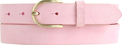 BELTINGER Damen-Gürtel aus weichem Vollrindleder Vintage-Look 3 cm | Leder-Gürtel für Damen 30mm | Schmaler Gürtel Used-Look mit goldener Gürtelschnalle | Fuchsia 110cm von BELTINGER