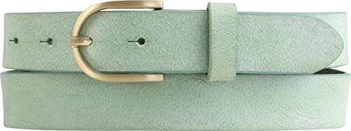 BELTINGER Damen-Gürtel aus weichem Vollrindleder Vintage-Look 3 cm | Leder-Gürtel für Damen 30mm | Schmaler Gürtel Used-Look mit goldener Gürtelschnalle | Mintgrün 85cm von BELTINGER