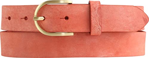 BELTINGER Damen-Gürtel aus weichem Vollrindleder Vintage-Look 3 cm | Leder-Gürtel für Damen 30mm | Schmaler Gürtel Used-Look mit goldener Gürtelschnalle | Rot 90cm von BELTINGER