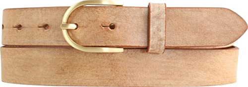 BELTINGER Damen-Gürtel aus weichem Vollrindleder Vintage-Look 3 cm | Leder-Gürtel für Damen 30mm | Schmaler Gürtel Used-Look mit goldener Gürtelschnalle | Tabac 115cm von BELTINGER