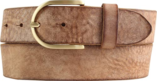 BELTINGER Damen-Gürtel aus weichem Vollrindleder Vintage-Look 4 cm | Jeans-Gürtel für Damen mit goldener Gürtelschließe 40mm | Ledergürtel Used-Look | Cognac 80cm von BELTINGER