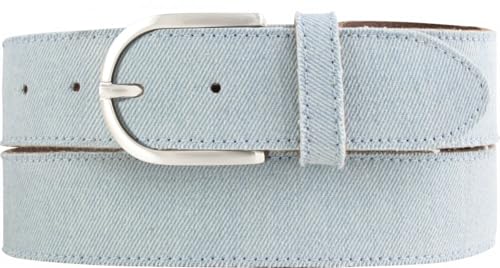 BELTINGER Damen-Gürtel im Jeans-Look mit Steppnaht 4 cm | Ledergürtel aus Leder und Denim 40mm Damen | Jeans-Gürtel mit Jeansstoff 4cm | Jeansblau 115cm von BELTINGER