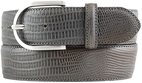 Damen-Gürtel mit Echsenprägung 4 cm | Jeans-Gürtel für Damen 40mm Reptil-Optik | Reptil-Muster 4,0cm | Dunkelgrau 90cm von BELTINGER
