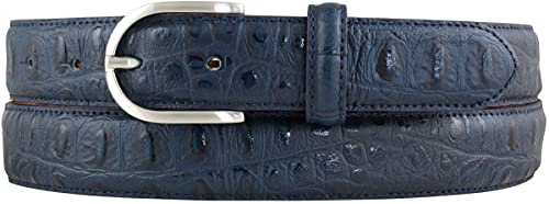 BELTINGER Damen-Gürtel mit Krokoprägung 3 cm | Leder-Gürtel für Damen 30mm Kroko-Optik | Kroko-Muster mit runder Gürtelschließe | Marine 115cm von BELTINGER