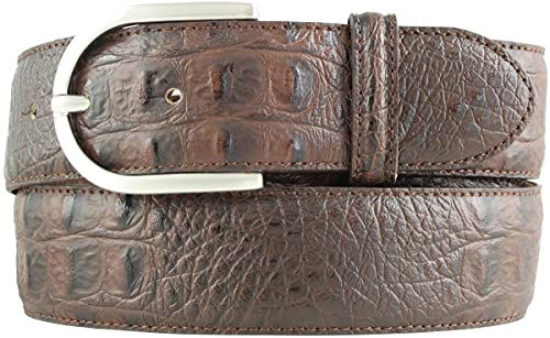 BELTINGER Damen-Gürtel mit Krokoprägung 4 cm | Leder-Gürtel für Damen 40mm Kroko-Optik | Kroko-Muster 4cm mit runder Gürtelschließe | Braun 85cm von BELTINGER