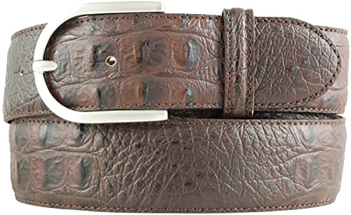 BELTINGER Damen-Gürtel mit Krokoprägung 4 cm | Leder-Gürtel für Damen 40mm Kroko-Optik | Kroko-Muster 4cm mit runder Gürtelschließe | Braun 95cm von BELTINGER