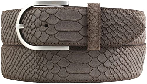 BELTINGER Damen-Gürtel mit Pythonprägung 4 cm | Leder-Gürtel für Damen 40mm Schlangen-Optik | Schlangen-Muster Python-Muster | Braun 115cm von BELTINGER