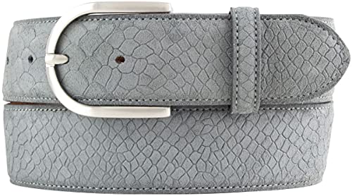 BELTINGER Damen-Gürtel mit Pythonprägung 4 cm | Leder-Gürtel für Damen 40mm Schlangen-Optik | Schlangen-Muster Python-Muster | Dunkelgrau 80cm von BELTINGER