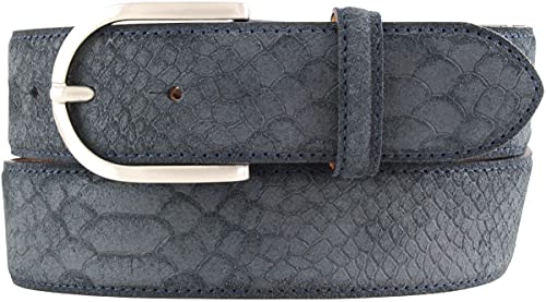 BELTINGER Damen-Gürtel mit Pythonprägung 4 cm | Leder-Gürtel für Damen 40mm Schlangen-Optik | Schlangen-Muster Python-Muster | Marine 120cm von BELTINGER