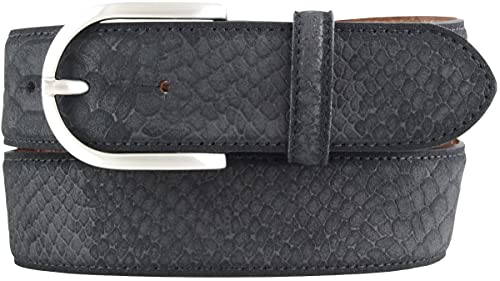 BELTINGER Damen-Gürtel mit Pythonprägung 4 cm | Leder-Gürtel für Damen 40mm Schlangen-Optik | Schlangen-Muster Python-Muster | Schwarz 100cm von BELTINGER