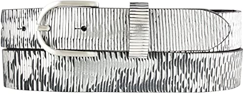 BELTINGER Damengürtel Metall-Optik aus Vollrindleder 3 cm | Damen-Gürtel Metallic-Look 30mm | Leder-Gürtel für Damen 3,0 cm | Schwarz Metallik 95cm von BELTINGER