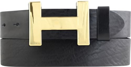 Designer Gürtel HENRY aus Vollrindleder 4 cm | Eleganter Ledergürtel für Damen und Herren 40mm | Gold glänzend | Schwarz 100cm von BELTINGER