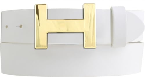 Designer Gürtel HENRY aus Vollrindleder 4 cm | Eleganter Ledergürtel für Damen und Herren 40mm | Gold glänzend | Weiß 110cm von BELTINGER
