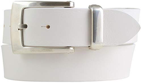 BELTINGER Designer-Gürtel aus Vollrindleder mit Metall-Schlaufe 4 cm | Jeans-Gürtel für Damen Herren 40mm | Weiß 85cm von BELTINGER