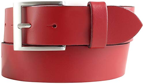 BELTINGER Gürtel aus 100% echtem Leder 4 cm | Jeans-Gürtel für Damen Herren 40mm | Spaltleder-Gürtel in 4cm | Rot 100cm von BELTINGER