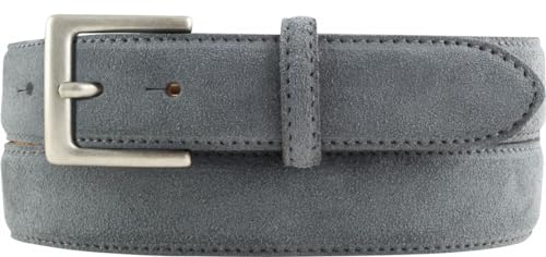 BELTINGER Gürtel aus Veloursleder 3,0 cm | Velour-Ledergürtel für Herren 30mm | Wildleder-Gürtel mit antik-silber Gürtelschließe | Dunkelgrau 95cm von BELTINGER