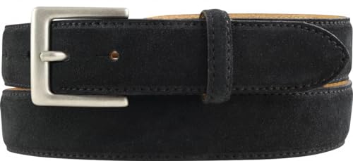 BELTINGER Gürtel aus Veloursleder 3,0 cm | Velour-Ledergürtel für Herren 30mm | Wildleder-Gürtel mit antik-silber Gürtelschließe | Schwarz 90cm von BELTINGER