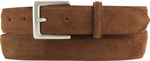 BELTINGER Gürtel aus Veloursleder 3,0 cm | Velour-Ledergürtel für Herren 30mm | Wildleder-Gürtel mit antik-silber Gürtelschließe | Tabac 85cm von BELTINGER