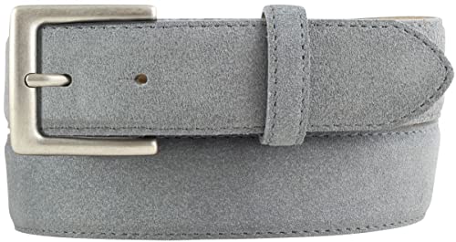 BELTINGER Gürtel aus Veloursleder 3,5 cm | Velour-Ledergürtel für Herren 35mm | Wildleder-Gürtel mit antik-silber Gürtelschließe | Dunkelgrau 100cm von BELTINGER