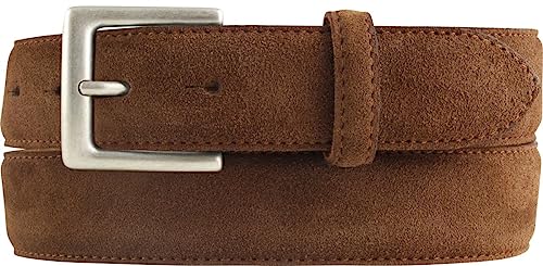 BELTINGER Gürtel aus Veloursleder 3,5 cm | Velour-Ledergürtel für Herren 35mm | Wildleder-Gürtel mit antik-silber Gürtelschließe | Tabac 100cm von BELTINGER