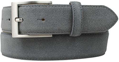 BELTINGER Italienischer Veloursleder-Gürtel, 35 mm breit, Herren, Anzuggürtel, Hosengürtel, Wildleder, Schließe Silber | Dunkelgrau 105cm von BELTINGER