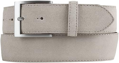 BELTINGER Gürtel aus Veloursleder 4 cm | Hochwertiger Velour-Ledergürtel für Herren 40mm | Herren-Gürtel Wildleder-Gürtel 4cm | Hellgrau 100cm von BELTINGER