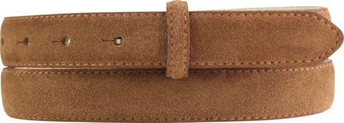 BELTINGER Gürtel aus Veloursleder ohne Schnalle 2,5 cm | Velour-Ledergürtel für Damen Herren 25mm | Wildleder-Gürtel | Tabac 90cm von BELTINGER