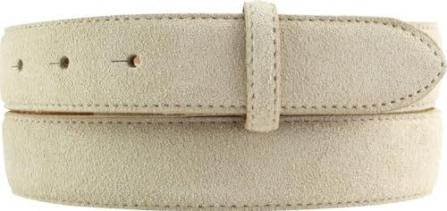 BELTINGER Gürtel aus Veloursleder ohne Schnalle 3,0 cm | Velour-Ledergürtel für Damen Herren 30mm | Wildleder-Gürtel | Beige 90cm von BELTINGER