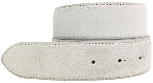 BELTINGER Gürtel aus Veloursleder ohne Schnalle 4 cm | Velour-Ledergürtel für Damen Herren 40mm | Wildleder-Gürtel 4cm | Hellgrau 95cm von BELTINGER