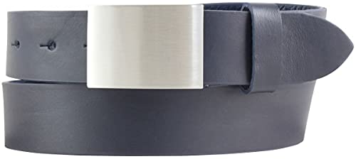BELTINGER Gürtel aus Vollrindleder 3,5 cm | Jeans-Gürtel für Damen Herren 35mm | Chino-Gürtel Anzuggürtel mit Koppel | Blau 90cm von BELTINGER