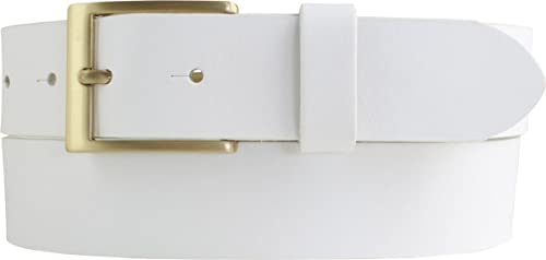 BELTINGER Gürtel aus Vollrindleder 3,5 cm | Jeans-Gürtel für Herren mit goldener Gürtelschließe 35mm | Chino-Gürtel Anzuggürtel | Weiß 95cm von BELTINGER