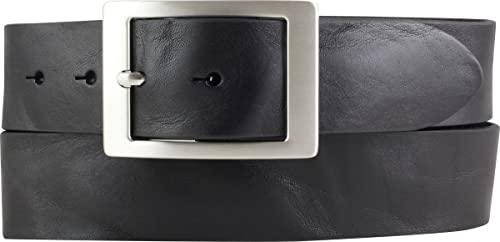 BELTINGER Gürtel aus Vollrindleder Used-Look mit Doppel-Schließe 4 cm | Jeans-Gürtel für Herren 40mm | Ledergürtel Vintage-Look 4cm | Schwarz 95cm von BELTINGER