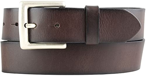 BELTINGER Gürtel aus Vollrindleder Vintage-Look 4 cm | Jeans-Gürtel für Damen Herren 40mm | Mit geschwärzten Kanten | Braun 90cm von BELTINGER