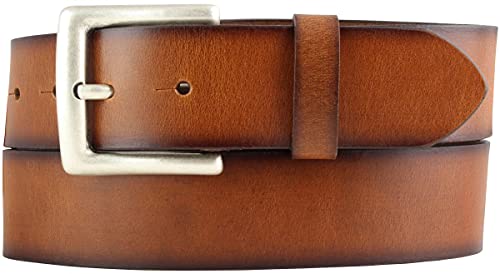 BELTINGER Gürtel aus Vollrindleder Vintage-Look 4 cm | Jeans-Gürtel für Damen Herren 40mm | Mit geschwärzten Kanten | Cognac 85cm von BELTINGER