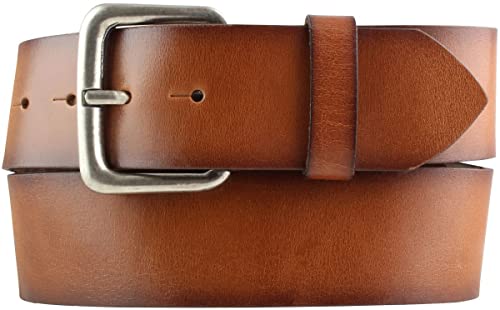 BELTINGER Gürtel aus Vollrindleder Vintage-Look 5 cm | Jeans-Gürtel für Damen Herren 50mm | Mit geschwärzten Kanten | Cognac 80cm von BELTINGER