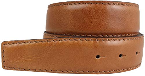 BELTINGER Gürtel aus Vollrindleder mit Naht 4 cm ohne Schnalle | Ledergürtel für Damen Herren 40mm | Bombierter Jeans-Gürtel | Cognac 95cm von BELTINGER