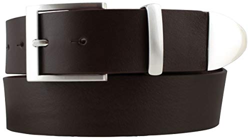 BELTINGER Gürtel aus Vollrindleder mit Spitze/Schlaufe aus Metall 4 cm | Jeans-Gürtel Damen Herren 40mm | Vollleder-Gürtel | Braun 130cm von BELTINGER