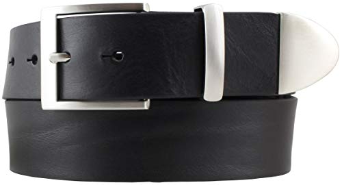 BELTINGER Gürtel aus Vollrindleder mit Spitze/Schlaufe aus Metall 4 cm | Jeans-Gürtel Damen Herren 40mm | Vollleder-Gürtel | Schwarz 130cm von BELTINGER