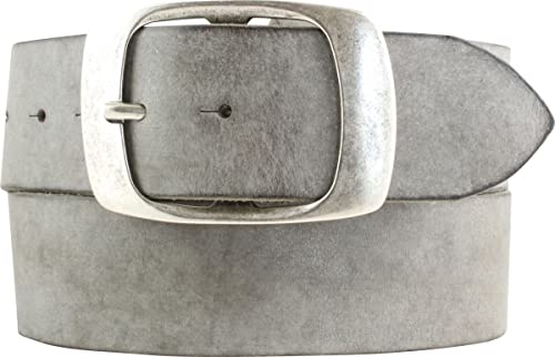 BELTINGER Gürtel aus weichem Vollrindleder Used-Look 5 cm mit Doppel-Schnalle | Jeans-Gürtel für Herren 50mm | Ledergürtel Vintage-Look | Dunkelgrau 125cm von BELTINGER