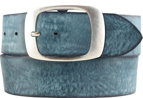 BELTINGER Gürtel aus weichem Vollrindleder Used-Look 5 cm mit Doppel-Schnalle | Jeans-Gürtel für Herren 50mm | Ledergürtel Vintage-Look | Marine 125cm von BELTINGER