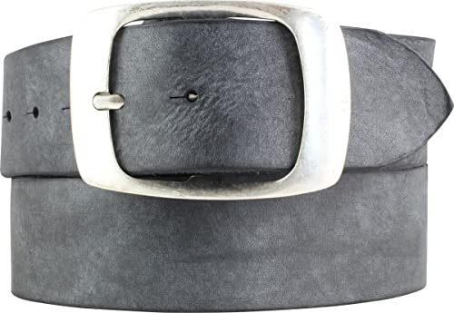 BELTINGER Gürtel aus weichem Vollrindleder Used-Look 5 cm mit Doppel-Schnalle | Jeans-Gürtel für Herren 50mm | Ledergürtel Vintage-Look | Schwarz 115cm von BELTINGER