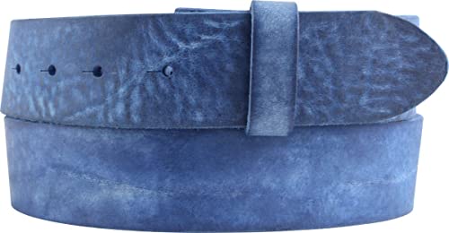BELTINGER Gürtel aus weichem Vollrindleder Used-Look ohne Schnalle 4 cm | Jeans-Gürtel Damen Herren 40mm | Vintage-Look | Blau 85cm von BELTINGER