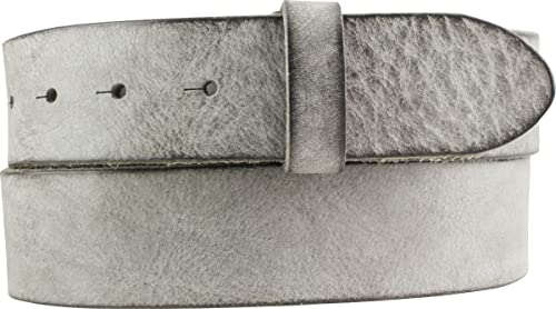 BELTINGER Gürtel aus weichem Vollrindleder Used-Look ohne Schnalle 4 cm | Jeans-Gürtel Damen Herren 40mm | Vintage-Look | Hellgrau 130cm von BELTINGER