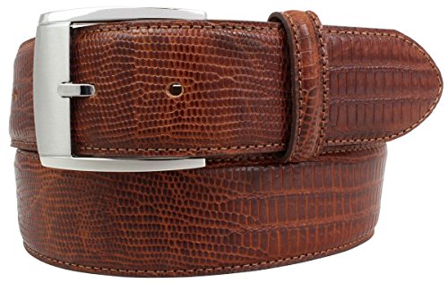 BELTINGER Gürtel mit Echsenprägung 4 cm | Jeans-Gürtel für Damen Herren 40mm Reptil-Optik | In Reptil-Muster 4cm | Cognac 100cm von BELTINGER