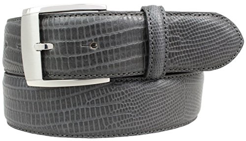Gürtel mit Echsenprägung 4 cm | Jeans-Gürtel für Damen Herren 40mm Reptil-Optik | In Reptil-Muster 4cm | Dunkelgrau 85cm von BELTINGER