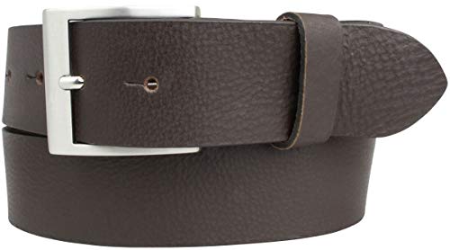 BELTINGER Gürtel mit Edelstahl-Gürtelschnalle aus Vollbüffelleder 4 cm | Jeans-Gürtel für Damen Herren 40mm | Leder-Gürtel aus Büffelleder 4cm | Braun 105cm von BELTINGER